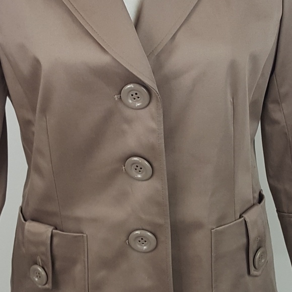 Lafayette 148 Cotton Sateen Blazer Jacket 6 Tan - Picture 7 of 8